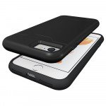 Wholesale iPhone 7 Card Holder Hybrid Case (Black)